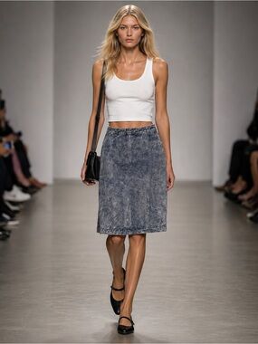 Junee Acid Wash Denim Midi Skirt Size XS